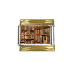 Room Interior Library Books Bookshelves Reading Literature Study Fiction Old Manor Book Nook Reading Gold Trim Italian Charm (9mm) by Grandong