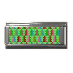 Trees Pattern Retro Pink Red Yellow Holidays Advent Christmas Superlink Italian Charm (9mm) by Maspions