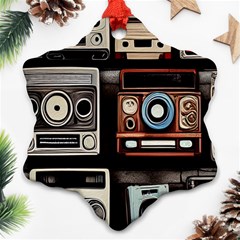 Retro Cameras Old Vintage Antique Technology Wallpaper Retrospective Ornament (snowflake) by Grandong