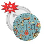 Seamless Pattern Musical Instruments Notes Headphones Player 2.25  Buttons (100 pack)  Front