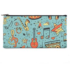 Seamless Pattern Musical Instruments Notes Headphones Player Pencil Case by Apen