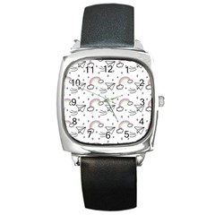 Cute Art Print Pattern Square Metal Watch by Apen