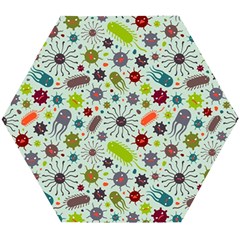 Seamless Pattern With Viruses Wooden Puzzle Hexagon by Apen