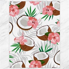 Seamless Pattern Coconut Piece Palm Leaves With Pink Hibiscus Canvas 36  X 48  by Apen