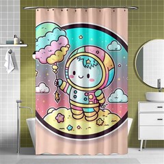 Boy Astronaut Cotton Candy Childhood Fantasy Tale Literature Planet Universe Kawaii Nature Cute Clou Shower Curtain 48  X 72  (small)  by Maspions