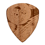 Astronaut Moon Monsters Spaceship Universe Space Cosmos Guitar Shape Wood Guitar Pick Holder Case And Picks Set Pick