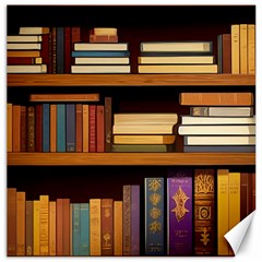 Book Nook Books Bookshelves Comfortable Cozy Literature Library Study Reading Room Fiction Entertain Canvas 12  X 12  by Maspions
