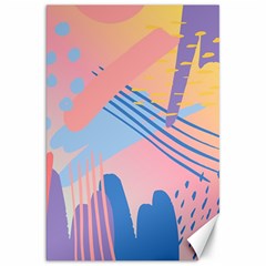 Abstract Lines Dots Pattern Purple Pink Blue Canvas 20  X 30  by Maspions