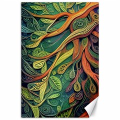 Outdoors Night Setting Scene Forest Woods Light Moonlight Nature Wilderness Leaves Branches Abstract Canvas 24  X 36  by Posterlux