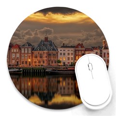 Old Port Of Maasslui Netherlands Round Mousepad by Maspions
