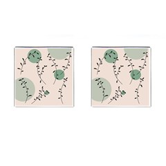 Plants Pattern Design Branches Branch Leaves Botanical Boho Bohemian Texture Drawing Circles Nature Cufflinks (square) by Maspions