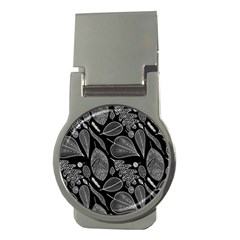 Leaves Flora Black White Nature Money Clips (round)  by Maspions