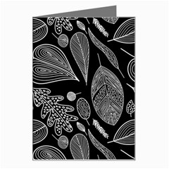 Leaves Flora Black White Nature Greeting Card by Maspions