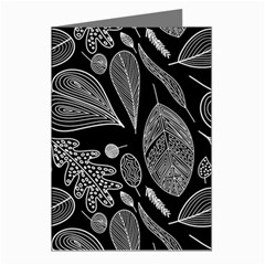 Leaves Flora Black White Nature Greeting Cards (pkg Of 8) by Maspions