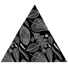Leaves Flora Black White Nature Wooden Puzzle Triangle by Maspions