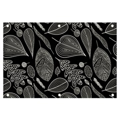 Leaves Flora Black White Nature Banner And Sign 6  X 4  by Maspions