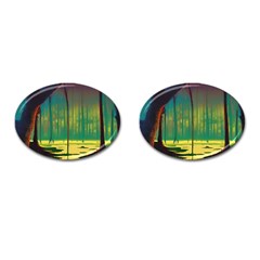 Nature Swamp Water Sunset Spooky Night Reflections Bayou Lake Cufflinks (oval) by Posterlux