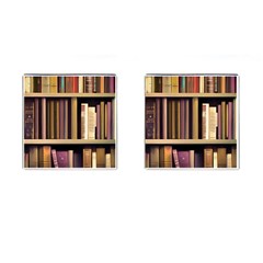 Books Bookshelves Office Fantasy Background Artwork Book Cover Apothecary Book Nook Literature Libra Cufflinks (square) by Posterlux