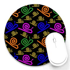 Pattern Repetition Snail Blue Round Mousepad by Maspions