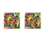 Monstera Colorful Leaves Foliage Cufflinks (Square) Front(Pair)