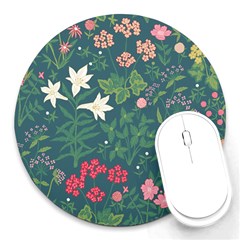 Spring Small Flowers Round Mousepad by AlexandrouPrints