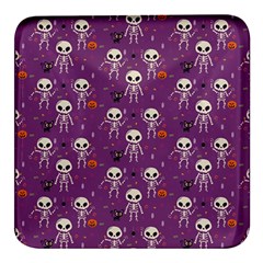 Skull Halloween Pattern Square Glass Fridge Magnet (4 Pack) by Maspions