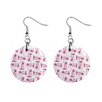 Fantasy Landscape Scene Sketchy Illustration Motif Pattern Wb Mini Button Earrings Front