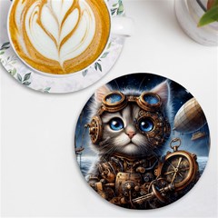 Maine Coon Explorer Uv Print Round Tile Coaster by CKArtCreations