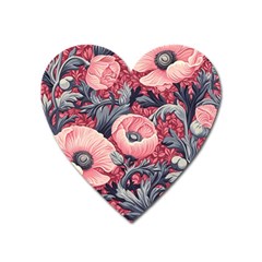 Vintage Floral Poppies Heart Magnet by Grandong