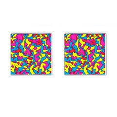 Colorful-graffiti-pattern-blue-background Cufflinks (square) by designsbymallika