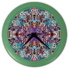Amethyst On Turquoise Color Wall Clock by kaleidomarblingart