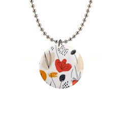 Floral Leaf 1  Button Necklace by Ndabl3x