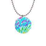 Animal Print Bright Abstract 1  Button Necklace Front