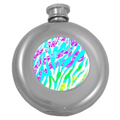 Animal Print Bright Abstract Round Hip Flask (5 Oz) by Ndabl3x