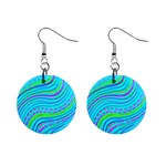 Pattern Swirl Pink Green Aqua Mini Button Earrings Front
