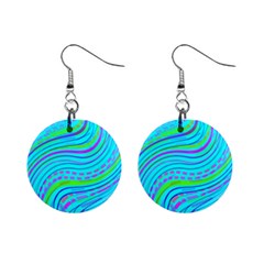 Pattern Swirl Pink Green Aqua Mini Button Earrings by Ndabl3x