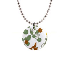 Nasturtium Flowers Plant Leaves 1  Button Necklace by Ndabl3x
