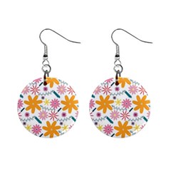 Pattern Background Vintage Floral Mini Button Earrings by Ndabl3x