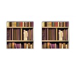 Books Bookshelves Office Fantasy Background Artwork Book Cover Apothecary Book Nook Literature Libra Cufflinks (Square) Front(Pair)