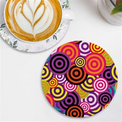 Abstract Circles Background Retro Uv Print Round Tile Coaster by Ravend