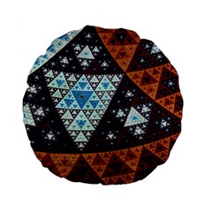 Fractal Triangle Geometric Abstract Pattern Standard 15  Premium Round Cushions by Cemarart