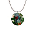 Armor Japan Maple Leaves Samurai Mask Cut 1  Button Necklace Front
