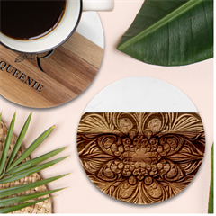Schwarz Bunt Marble Wood Coaster (round) by 2607694c