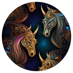 Schwarz Pferde Muster Round Trivet by 2607694c