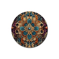 Dunkelbraun Pattern 1 Rubber Round Coaster (4 Pack) by 2607694c