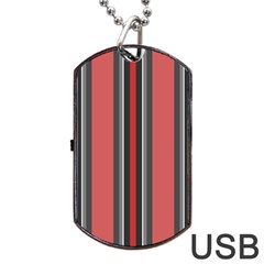 Dunkelrot4 Rosa Grau Streifen Dunkelrot3 Dog Tag Usb Flash (one Side) by 2607694c