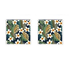 Seamless Pattern With Tropical Strelitzia Flowers Leaves Exotic Background Cufflinks (square) by Ket1n9