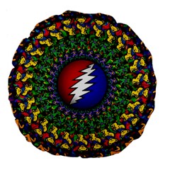 Grateful Dead Bear Pattern Large 18  Premium Flano Round Cushions by Maspions