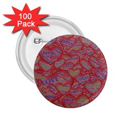 Love Hearts Valentines Connection 2 25  Buttons (100 Pack)  by Paksenen