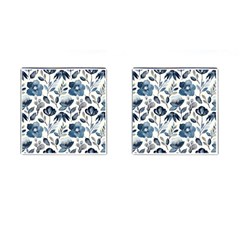 Indigo Watercolor Floral Seamless-pattern Cufflinks (square) by Ket1n9